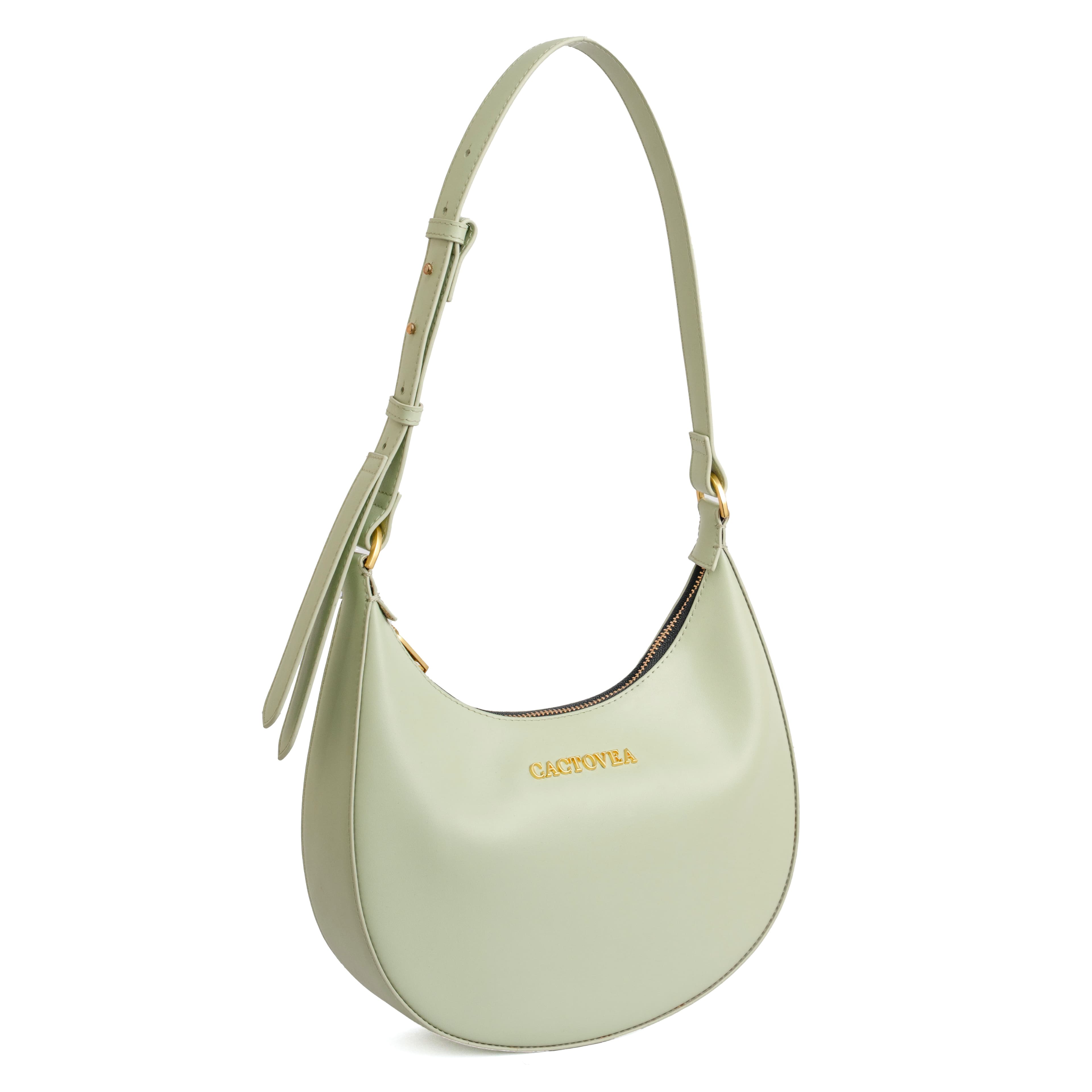 Cactovea Althaia Half Moon Hand Bag for Women | Premium Cactus Leather Crescent Handbag | Elegant & Stylish Hand Bag — Light Green